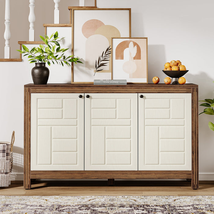 47" Sideboard Buffet, Wood Storage Cabinet with Adjustable Shelves Tribesigns