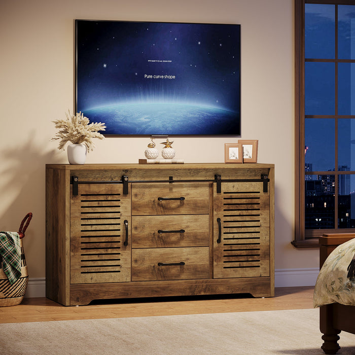 47" TV Stand, Farmhouse Media Console With Storage Drawers Tribesigns