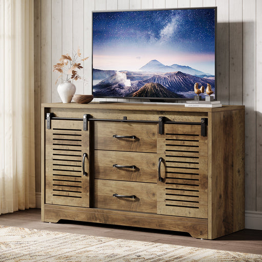 47" TV Stand, Farmhouse Media Console With Storage Drawers Tribesigns