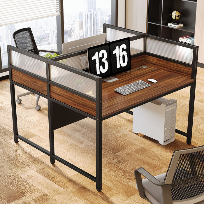 47" Two Person Desk, Home Office Desk Double Desk With Partitions Tribesigns