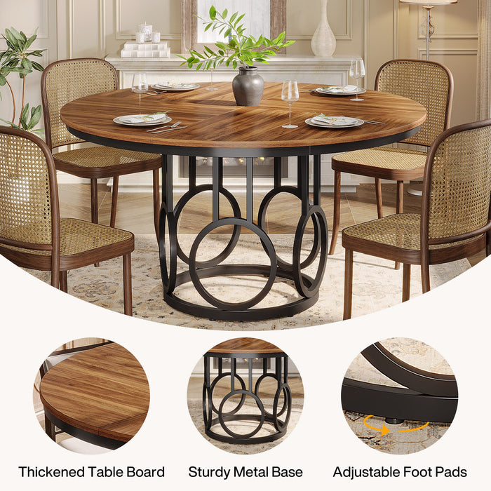 47" Wood Dining Table, Round Kitchen Table for 4 - 6 People Tribesigns