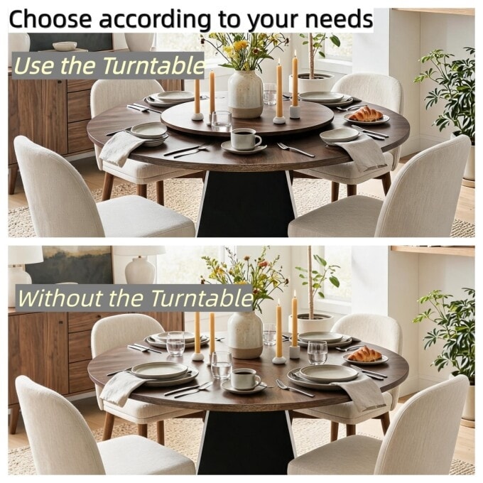 47.24" Round Dining Table for 4-6, Kitchen Table with Removable Lazy Susan
