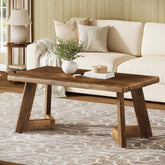 47.2" Coffee Table, Farmhouse Center Table with V-Shaped Legs 3