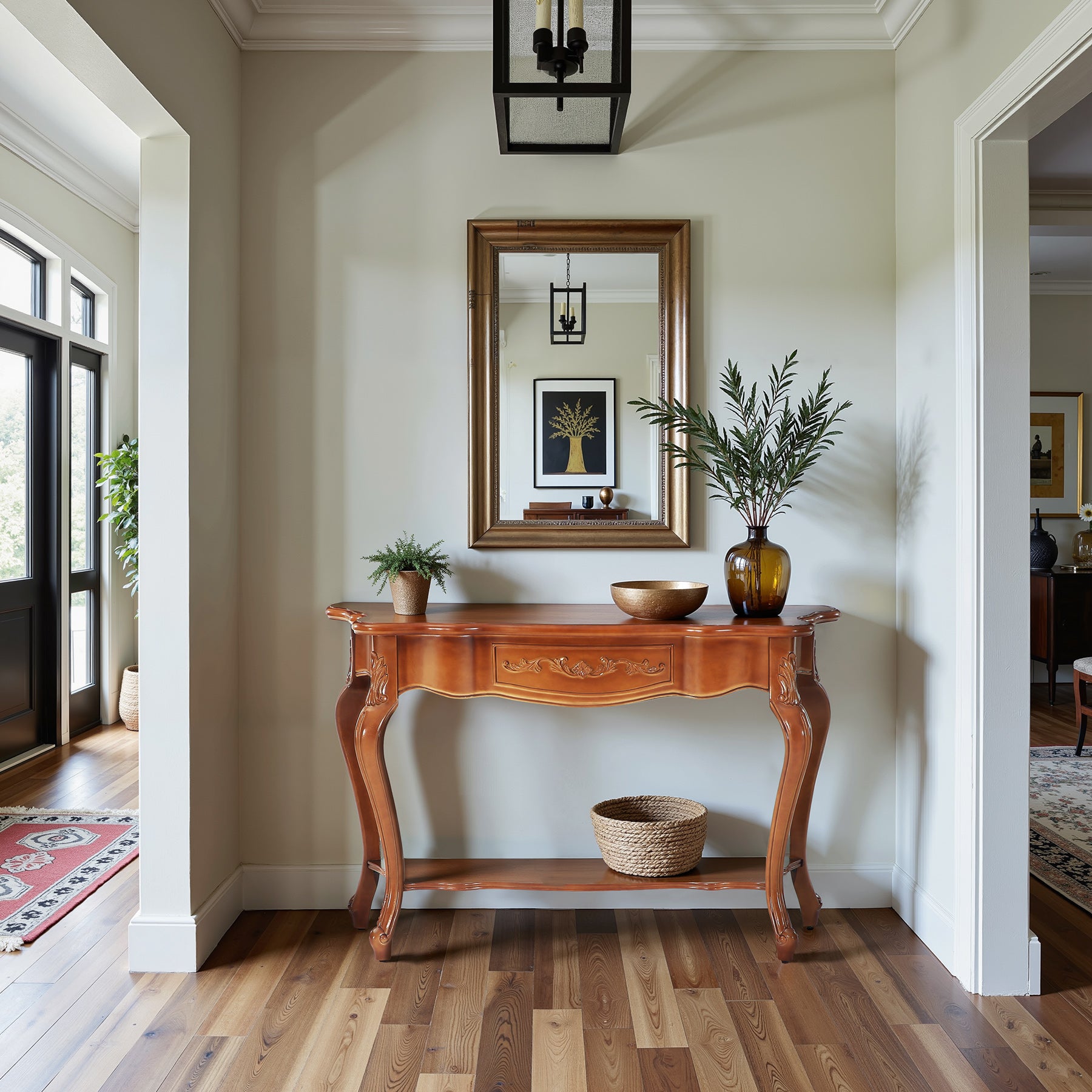 47.2" Console Table, Vintage Entryway Table with 2 Shelves