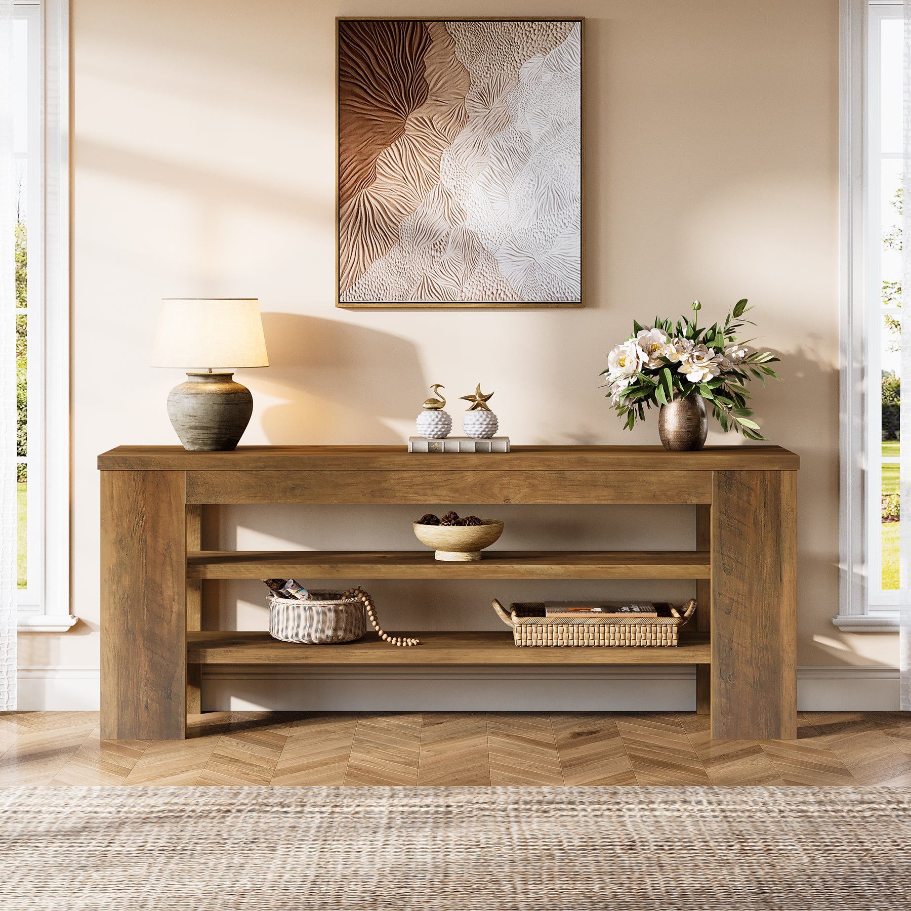 47.2" TV Stand, Entertainment Center with Open Storage for TVs up to 55"