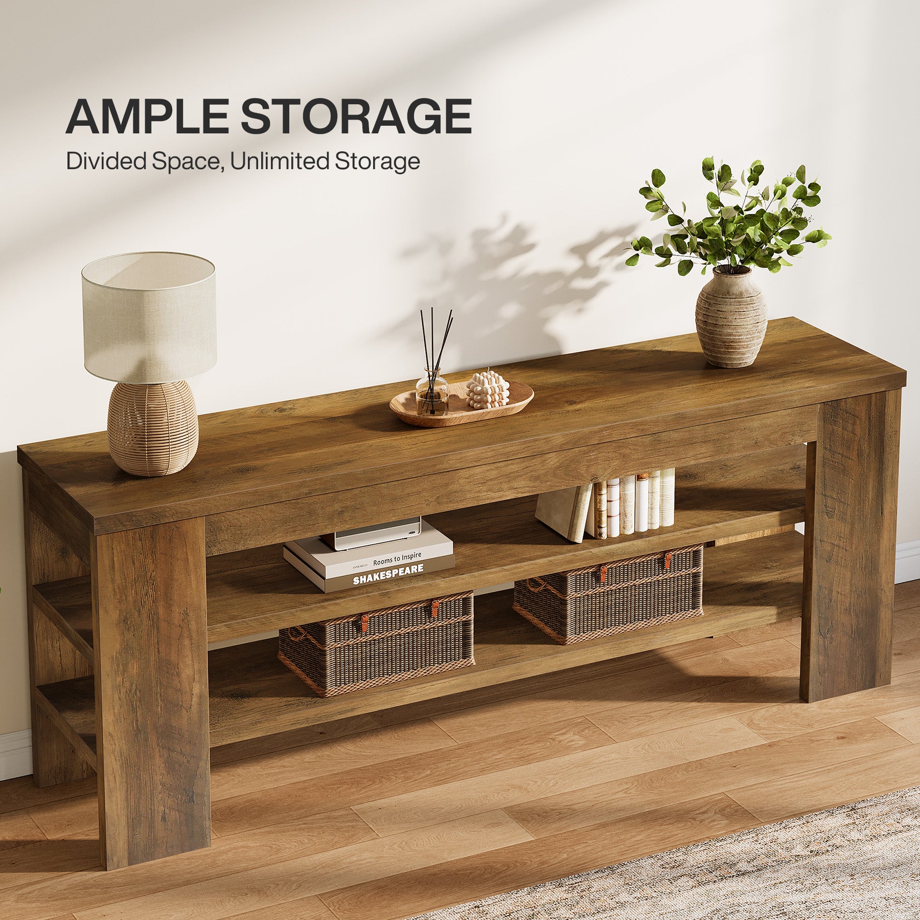 47.2" TV Stand, Entertainment Center with Open Storage for TVs up to 55"