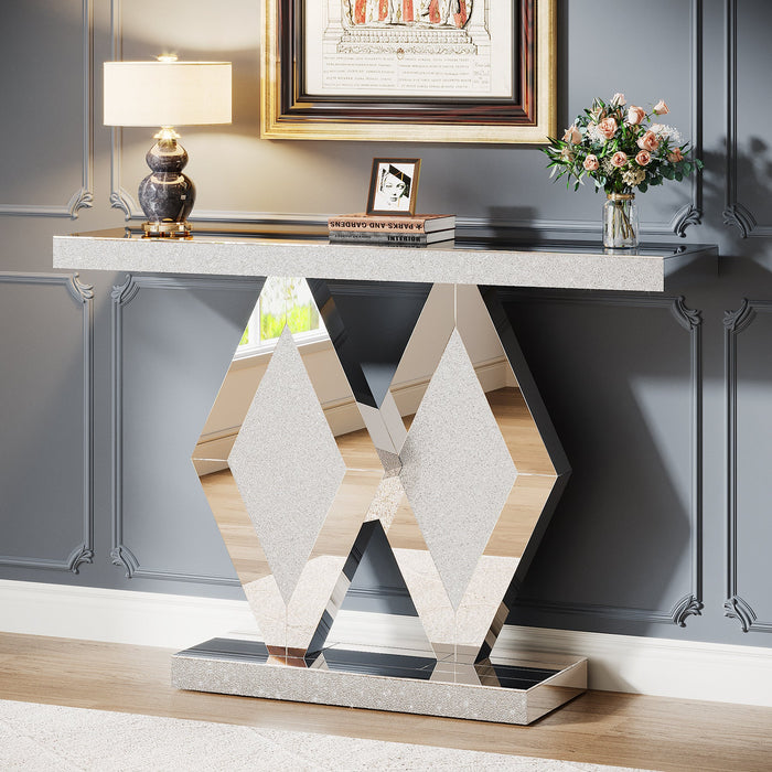 47.2" Console Table, Mirrored Sofa Table With Acrylic Diamonds Tribesigns