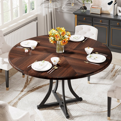 47.24" Round Dining Table, Circle Kitchen Table with Metal Base for 4-6 People Tribesigns