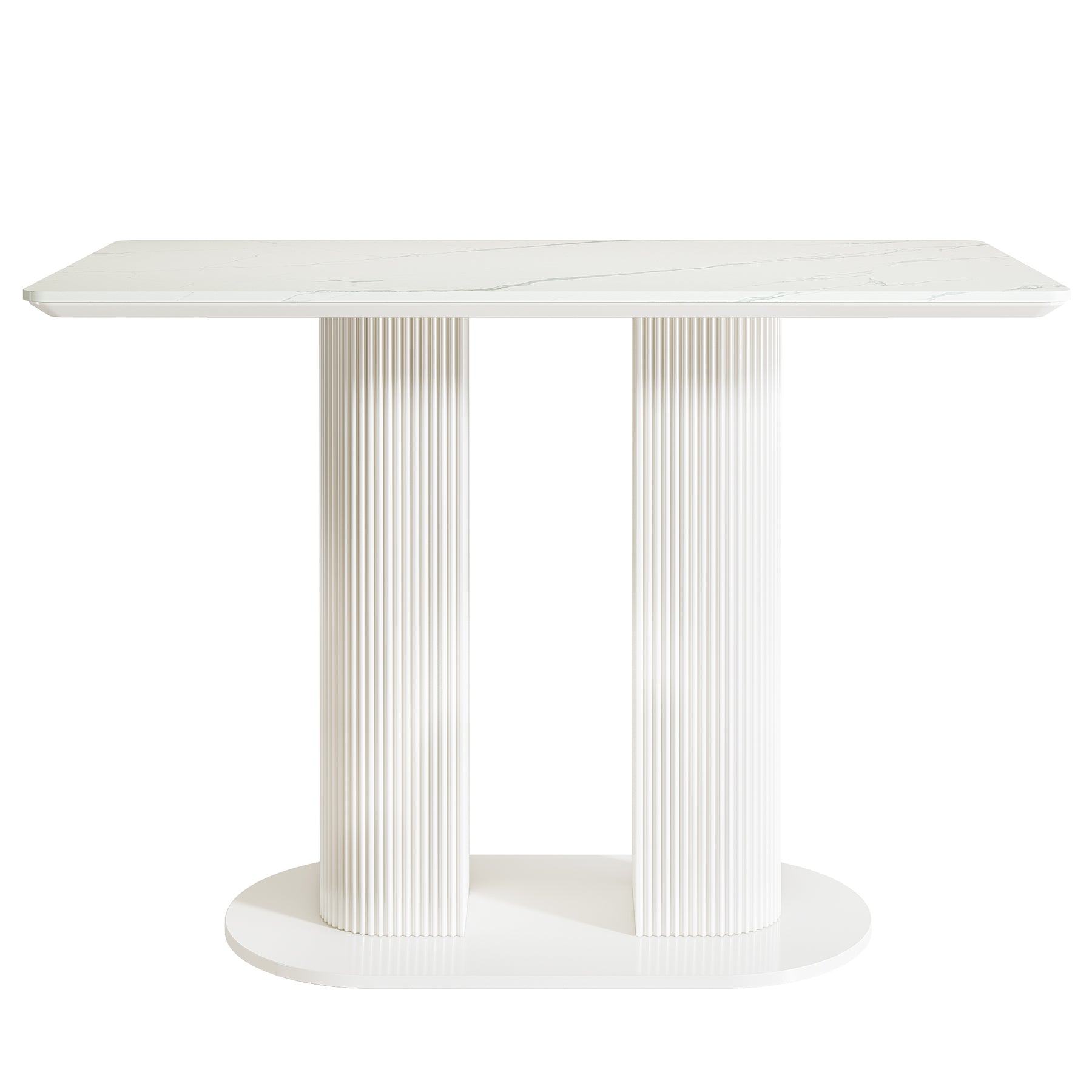 47" Bar Unit, Rectangular Bar Table Pub Table with Faux Marble Finished Tabletop