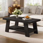 Tribesigns 47-inch black farmhouse coffee table with lower storage shelf
