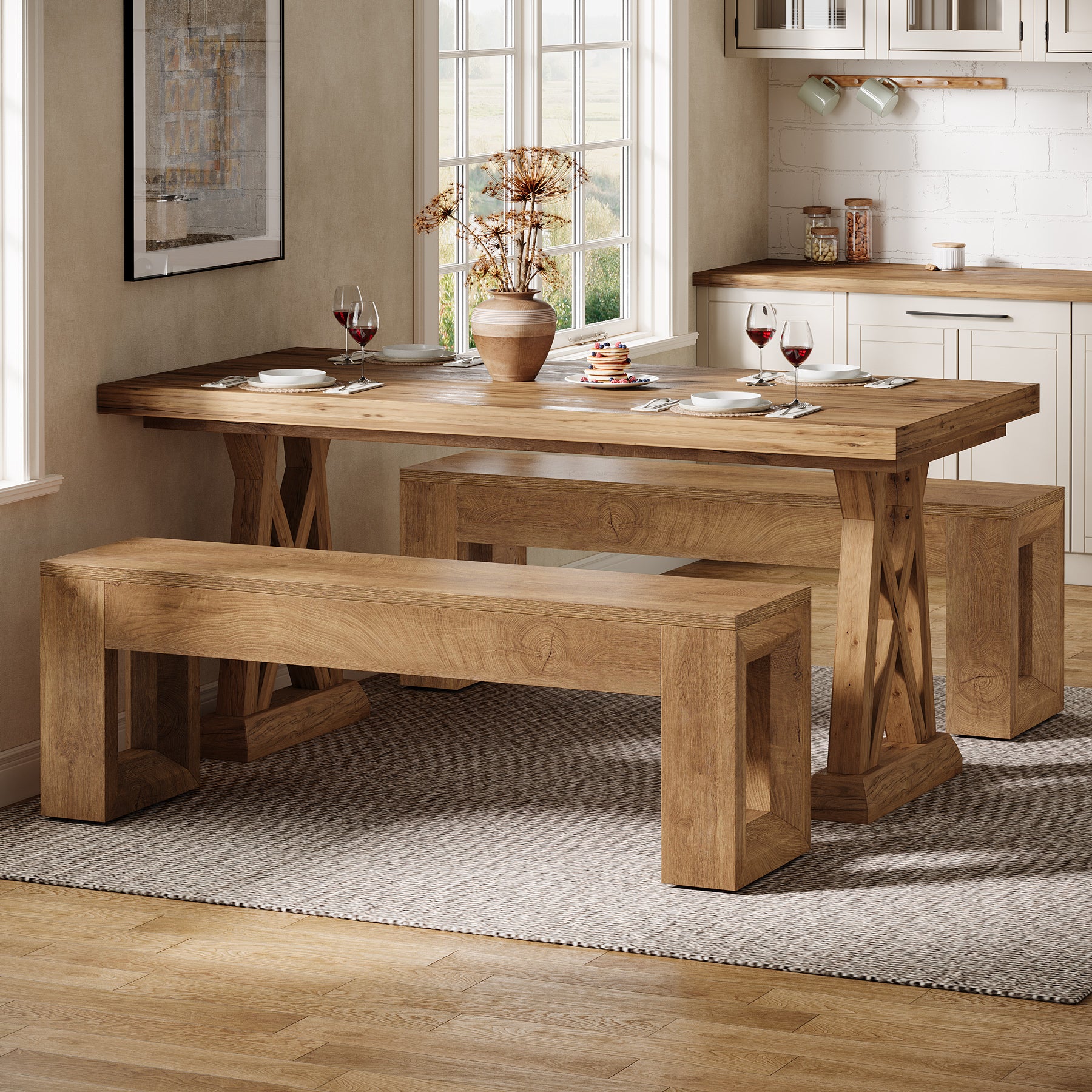 47" Dining Bench, Farmhouse Kitchen Dinner Bench Seat