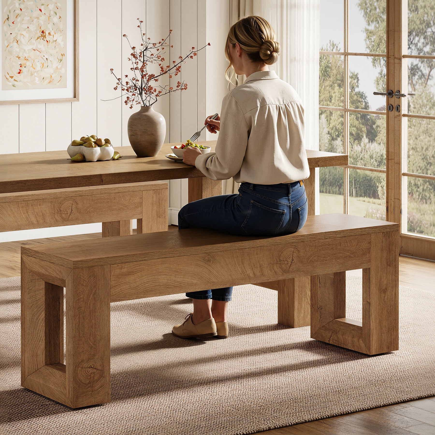 47" Dining Bench, Farmhouse Kitchen Dinner Bench Seat