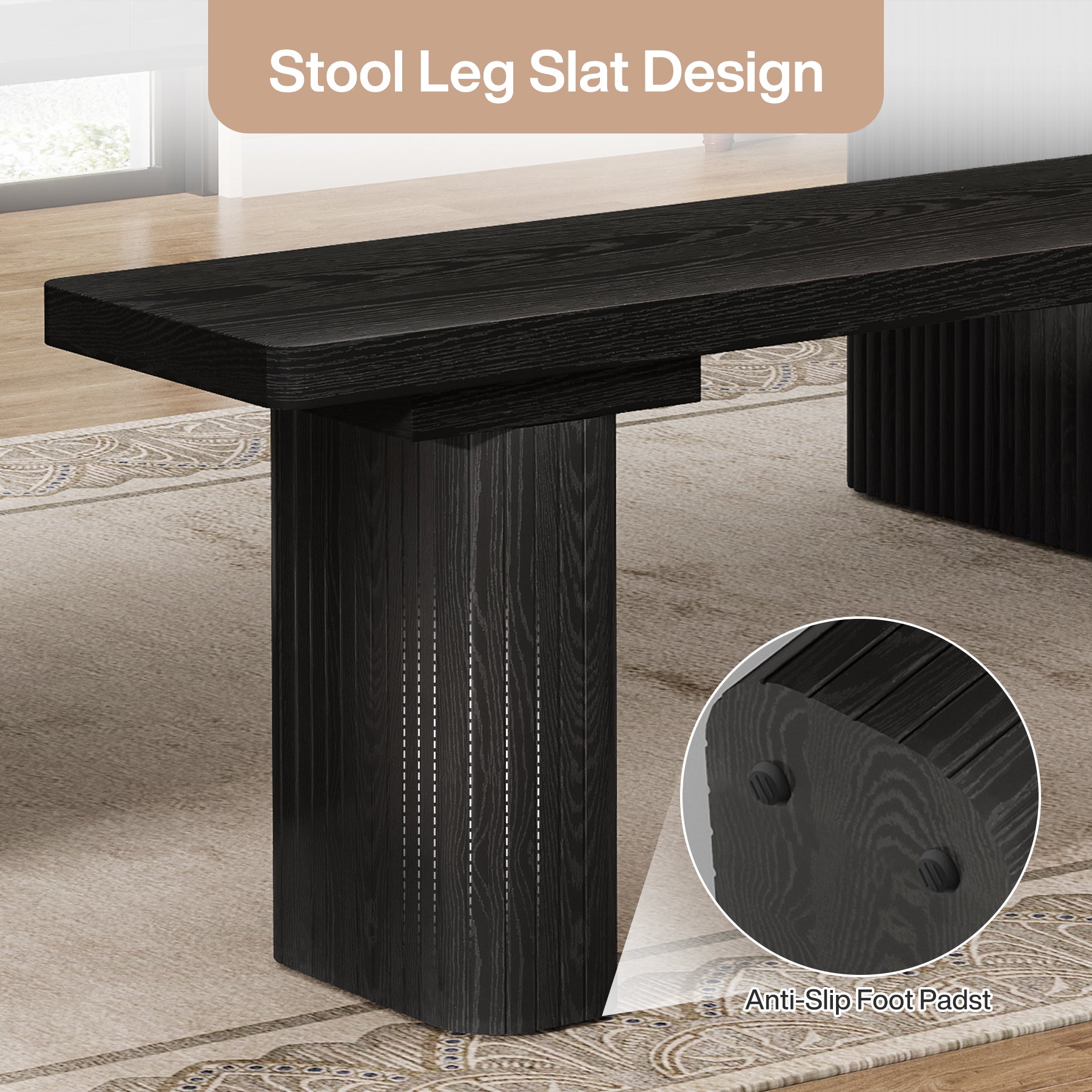 47" Dining Bench, Long Wooden Kitchen Bench with Sturdy Legs