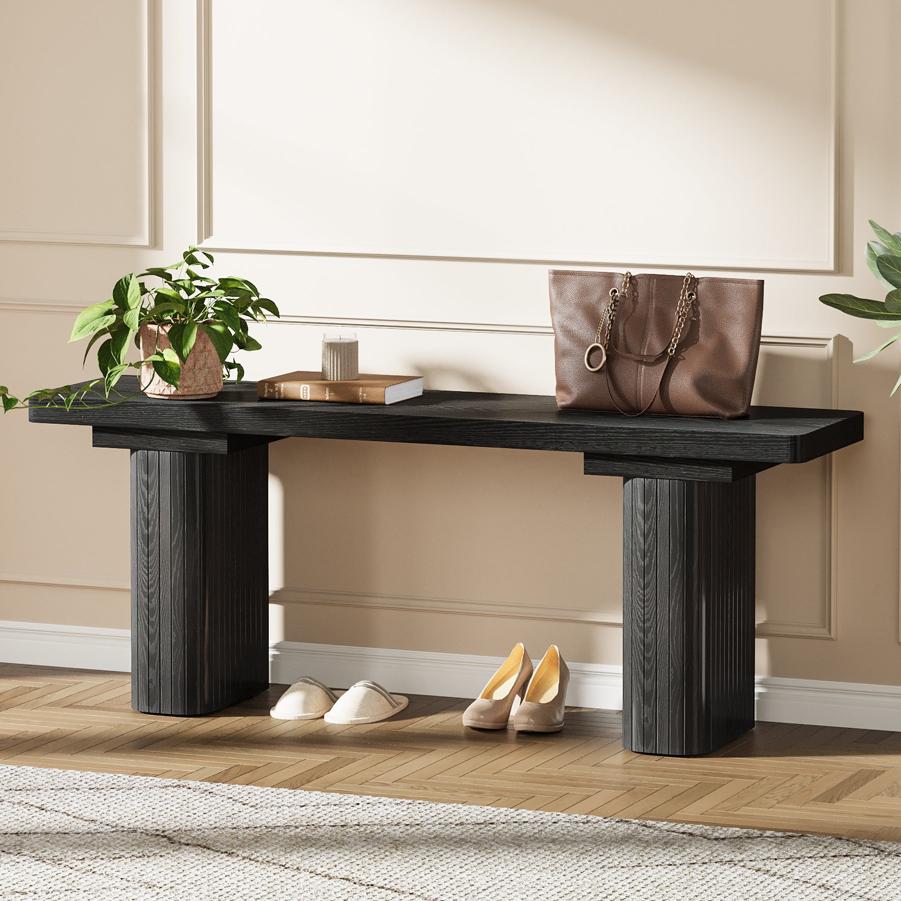 47" Entryway Bench, Modern Shoe Bench Foyer Seat End of Bed Bench