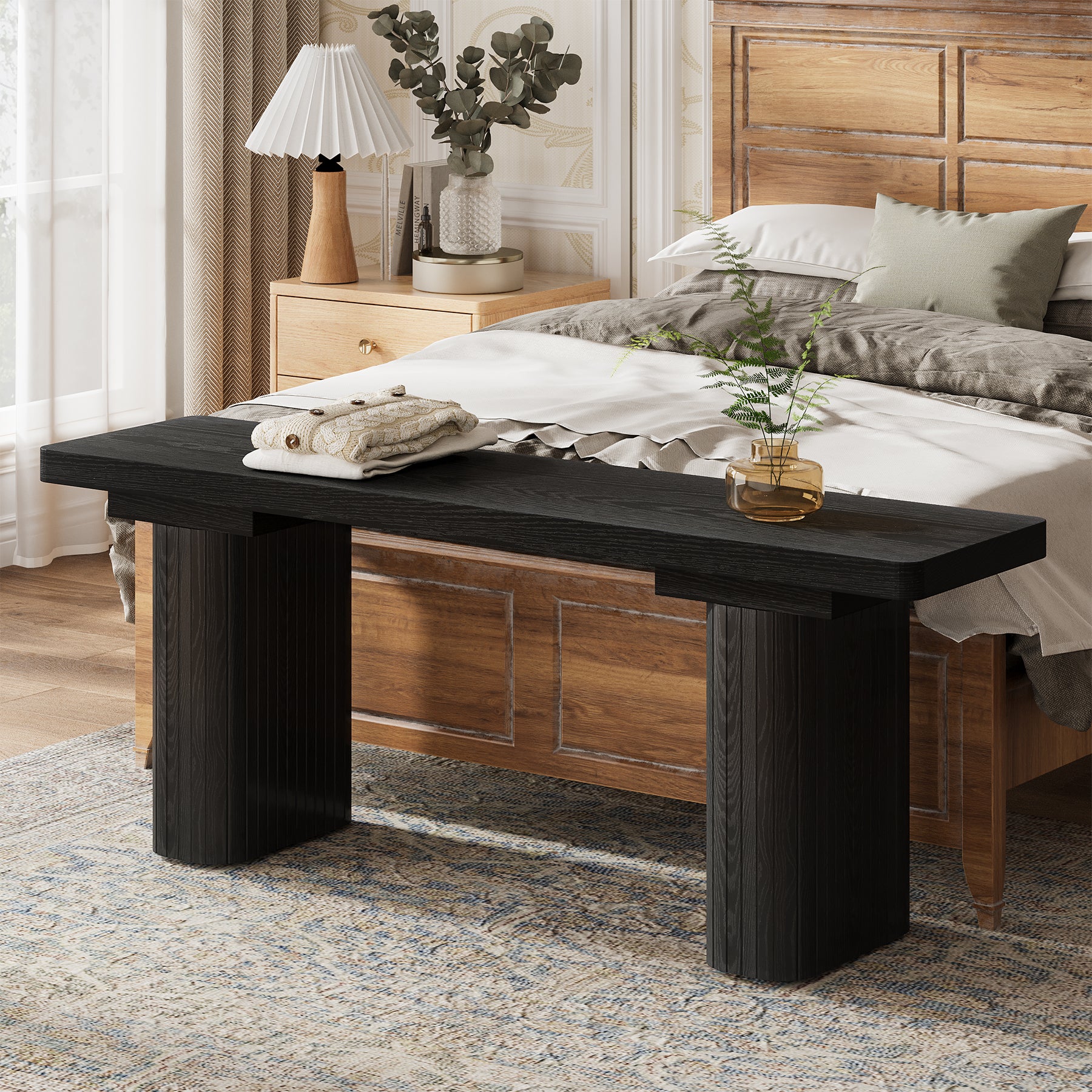 47" Entryway Bench, Modern Shoe Bench Foyer Seat End of Bed Bench