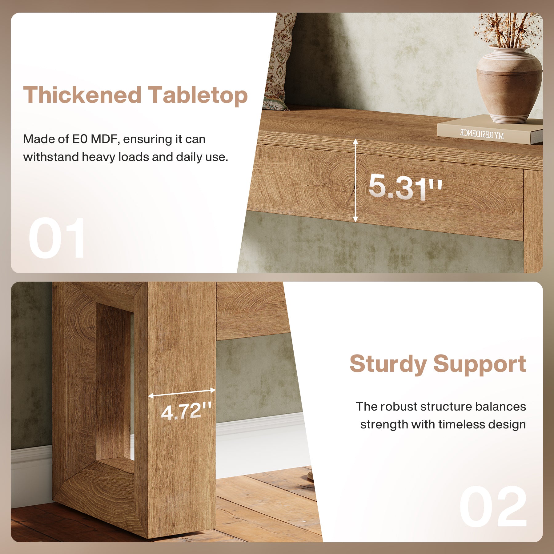 47" Entryway Bench, Sturdy Bench Seat End of Bed Bench