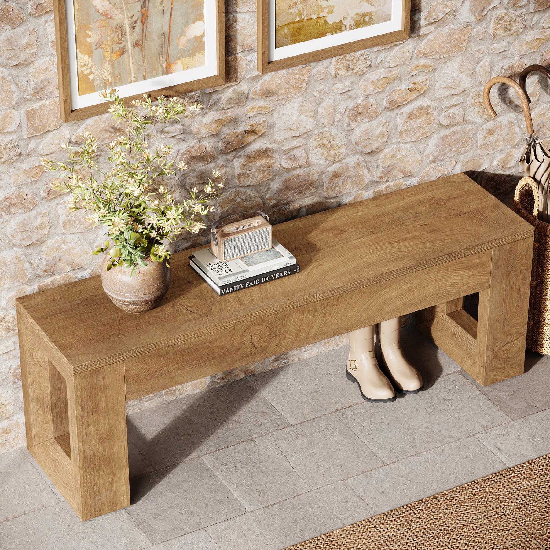 47" Entryway Bench, Sturdy Bench Seat End of Bed Bench