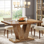 47" Farmhouse Dining Table, Kitchen Dinner Table with Duty Pedestal for 4 People
