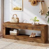 47" Farmhouse Entryway Bench, 47" Solid Wood Indoor Bench Seat with Storage 3