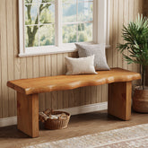 47" Farmhouse Entryway Bench, Solid Wood Dining Bench Shoe Bench 3