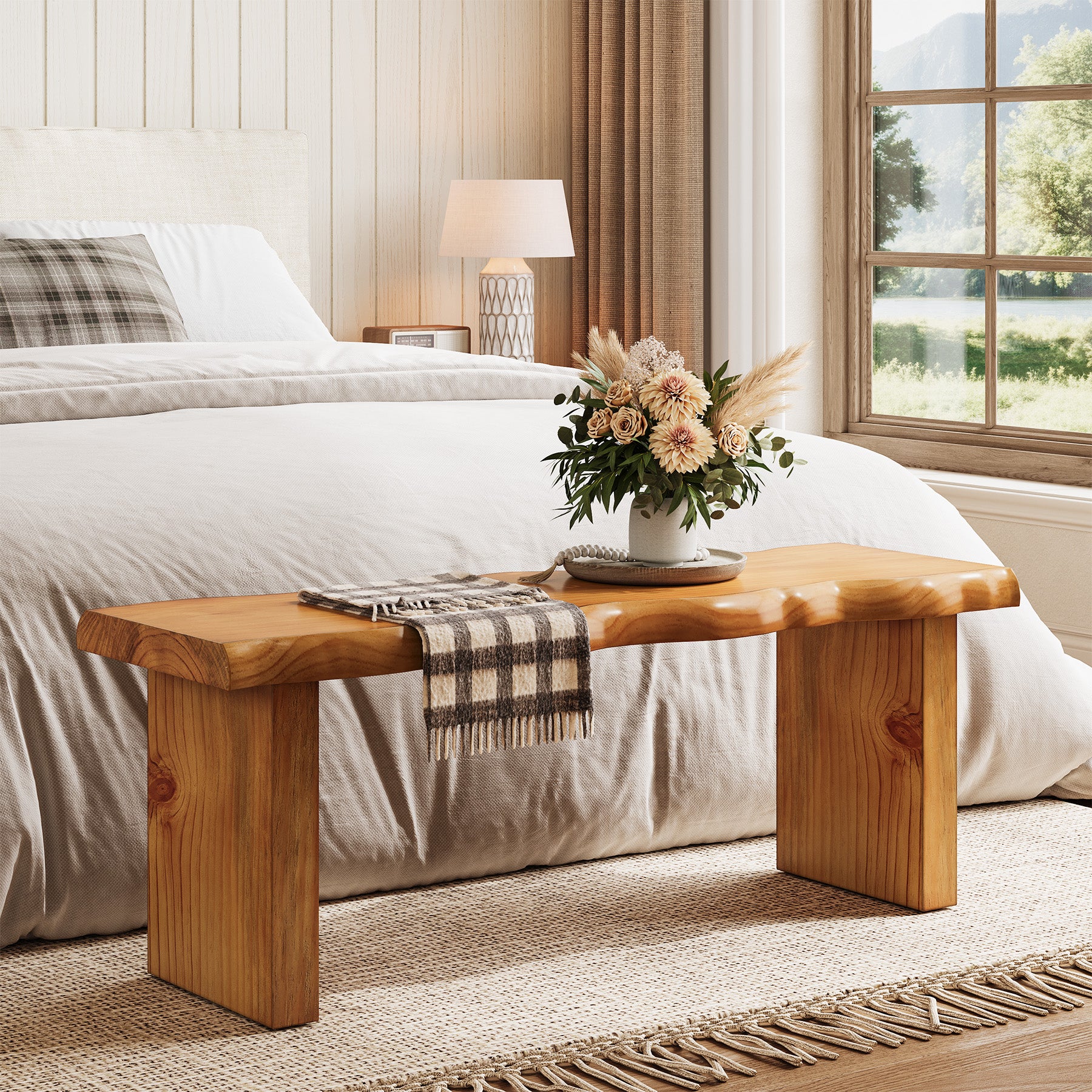 47" Farmhouse Entryway Bench