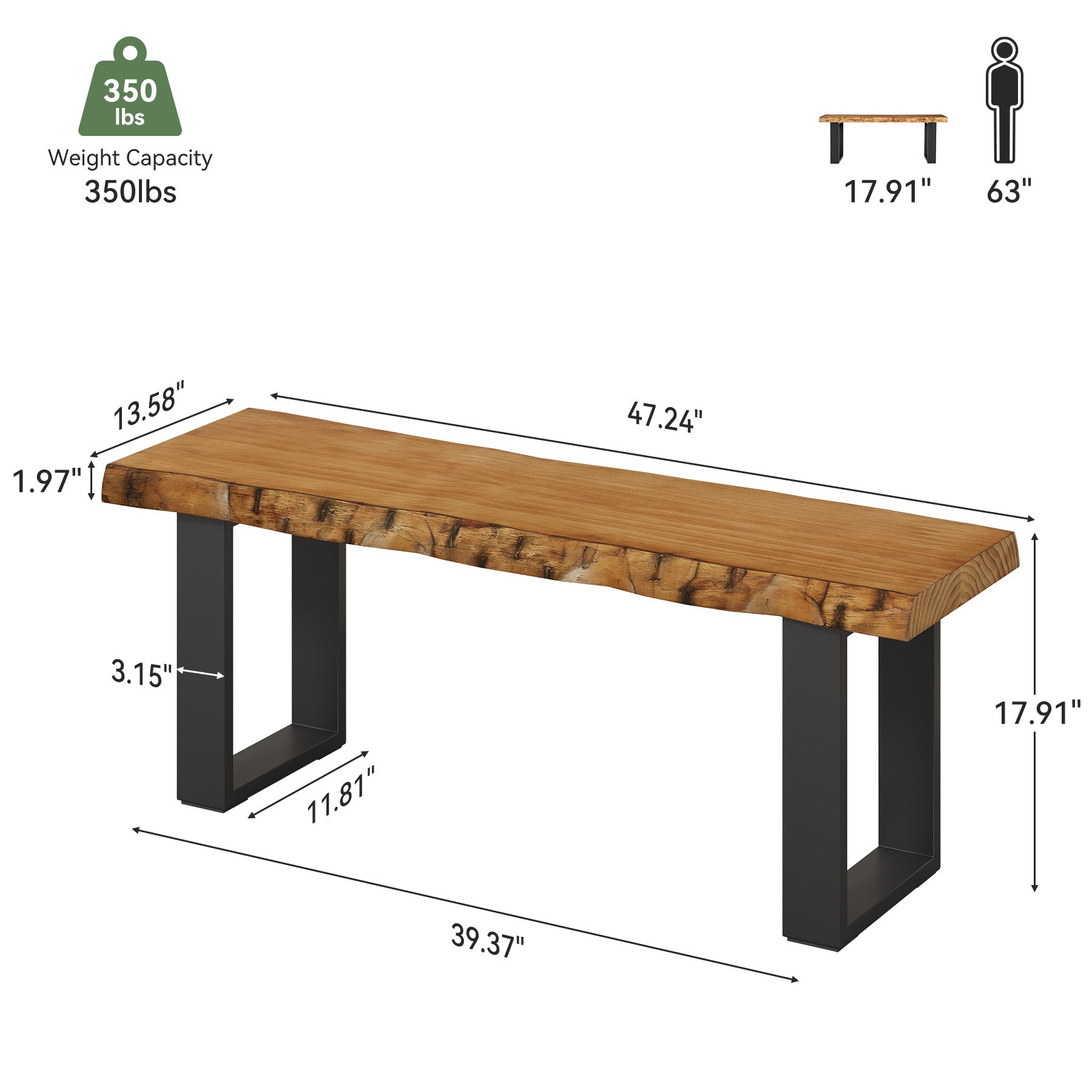 Tribesigns Entryway Bench - Thumbnail 4