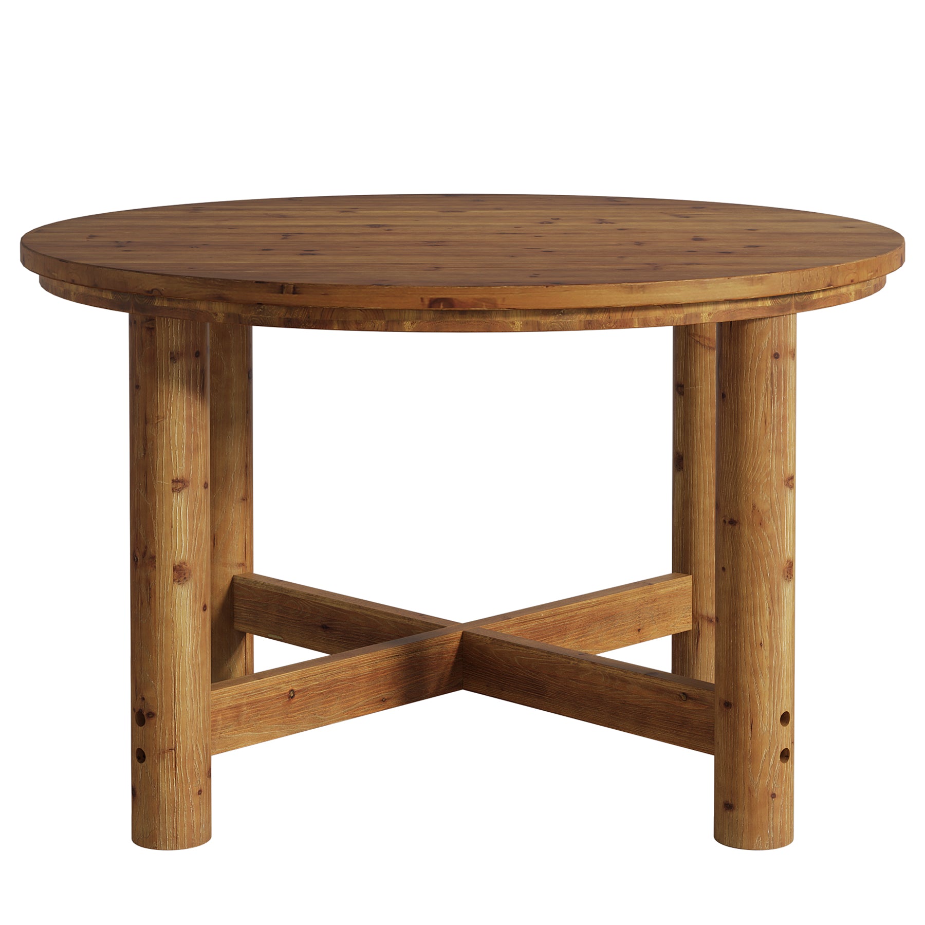 47" Round Dining Table, Solid Wood Kitchen Table with Heavy Duty Legs for 4-6