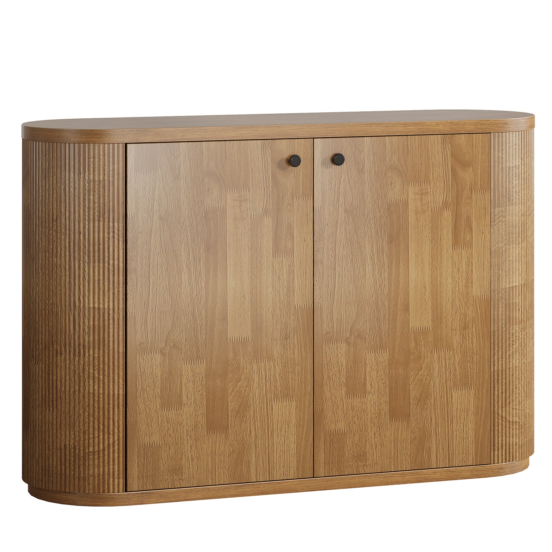 47" Sideboard Buffet, Farmhouse Fluted Cabinet Coffee Bar with 2 Shelves