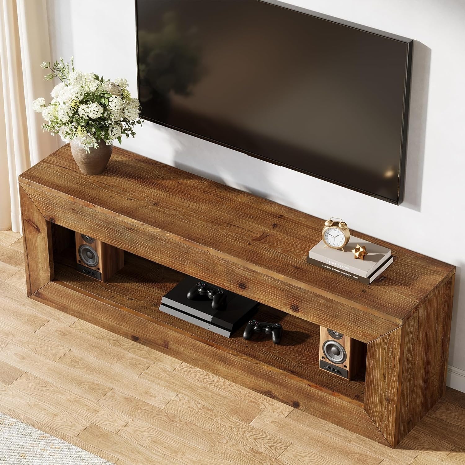 47" Solid Wood TV Stand, Farmhouse Media Console for 32/43/55" TVs