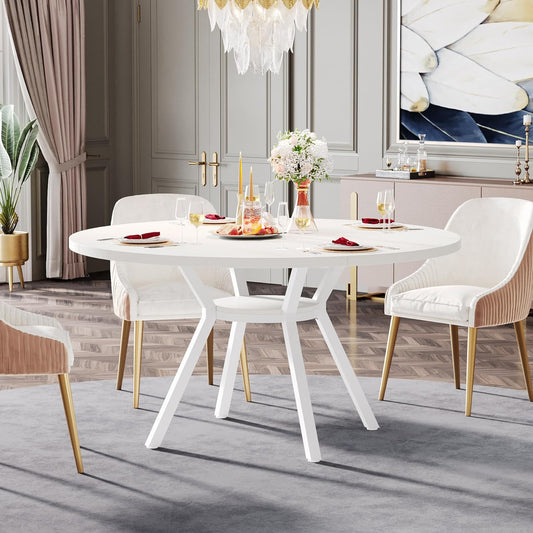 47"Dining Table, Modern Round Kitchen Table for 4 Tribesigns