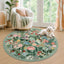 Washable Floral Area Rug, Non-Slip Low Pile Botanical Carpet