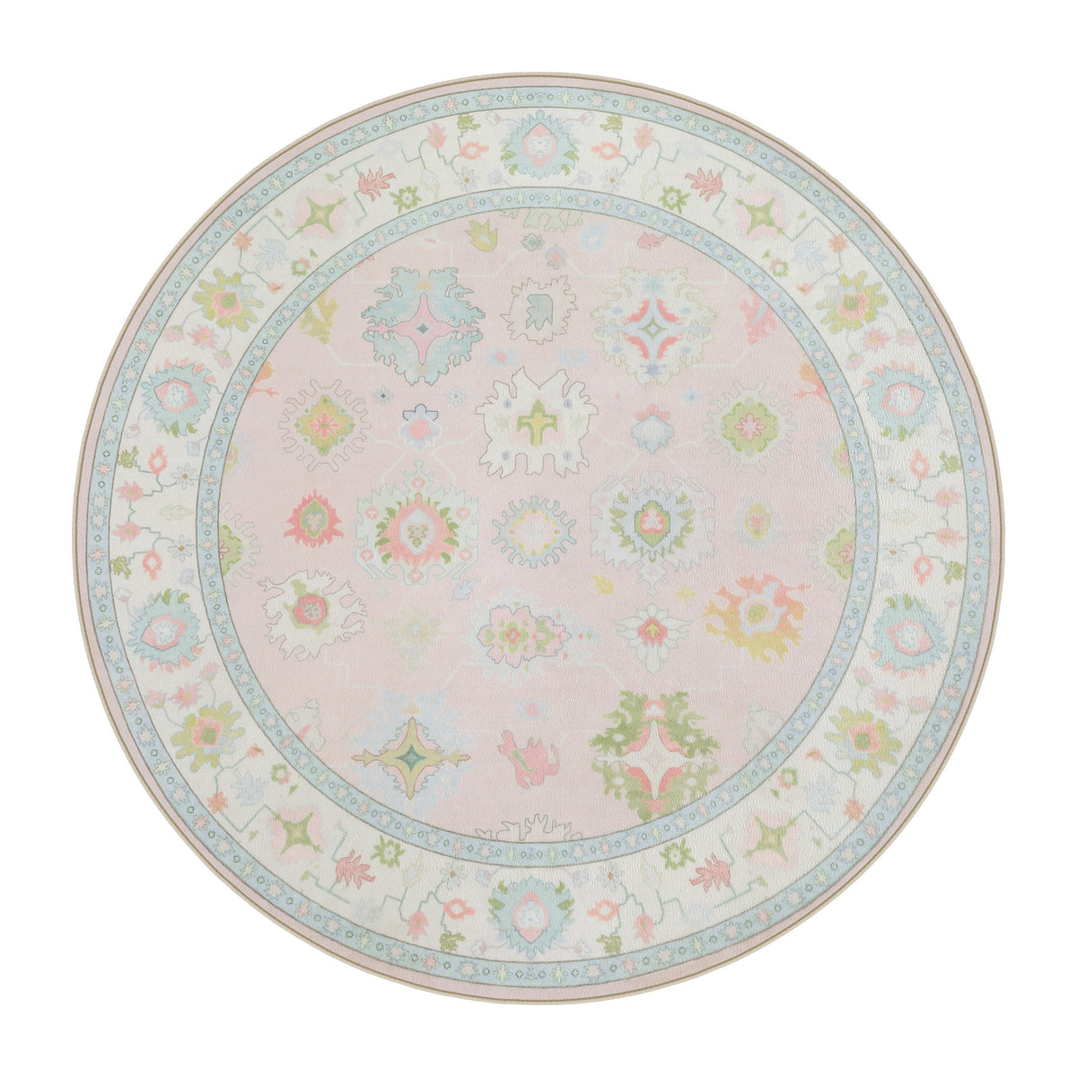 5x7/8x10/9x12 Boho Oushak Area Rug, Floral Washable Non Slip Low Pile Area Rug, Oeko-Tex Certified