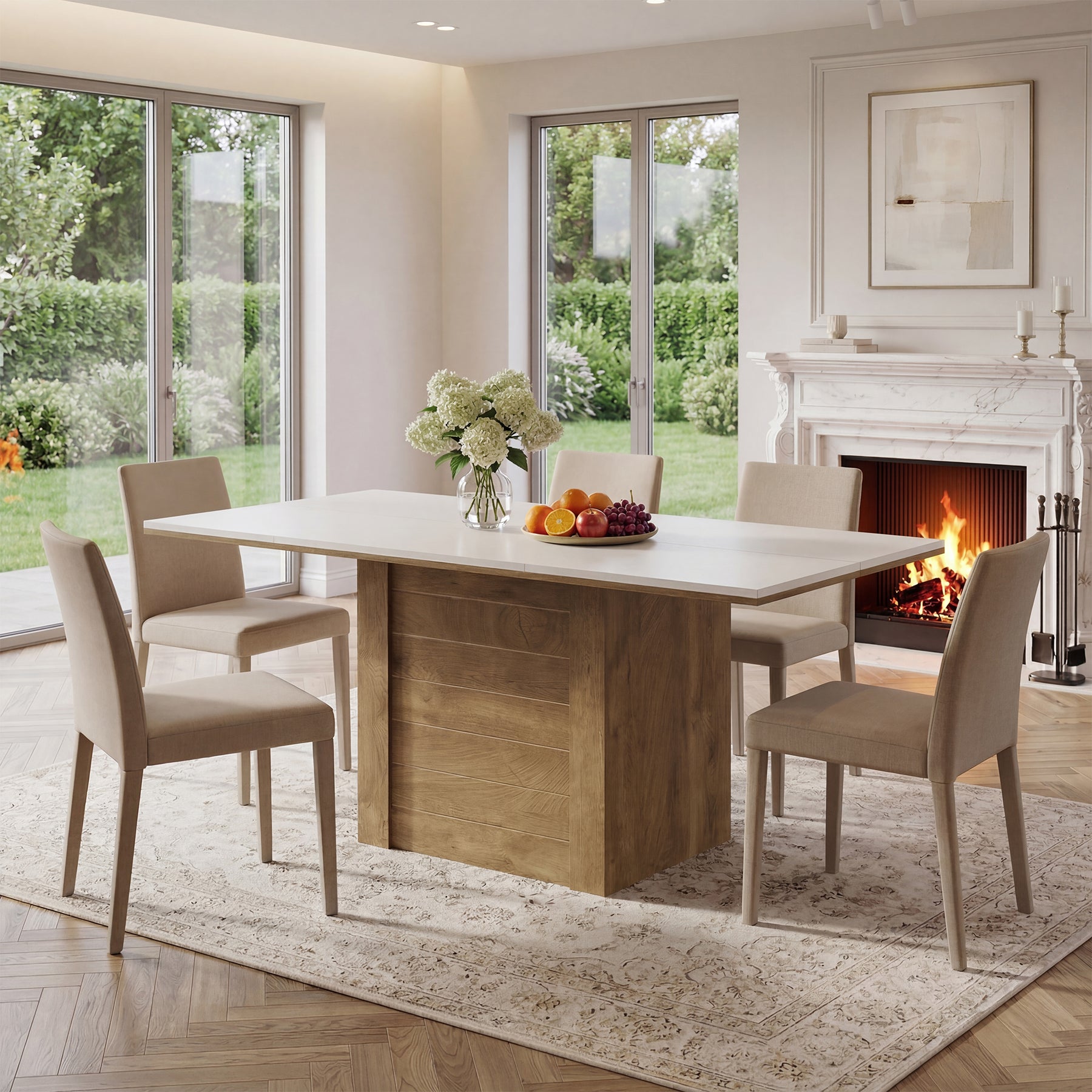 Tribesigns 55" Rectangular Dining Table, Farmhouse Kitchen Table for 4-6 People