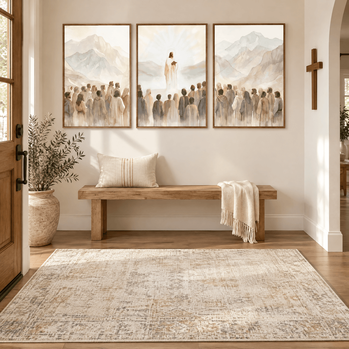 3-Piece Christian Mountain Wall Art, Framed Canvas Prints