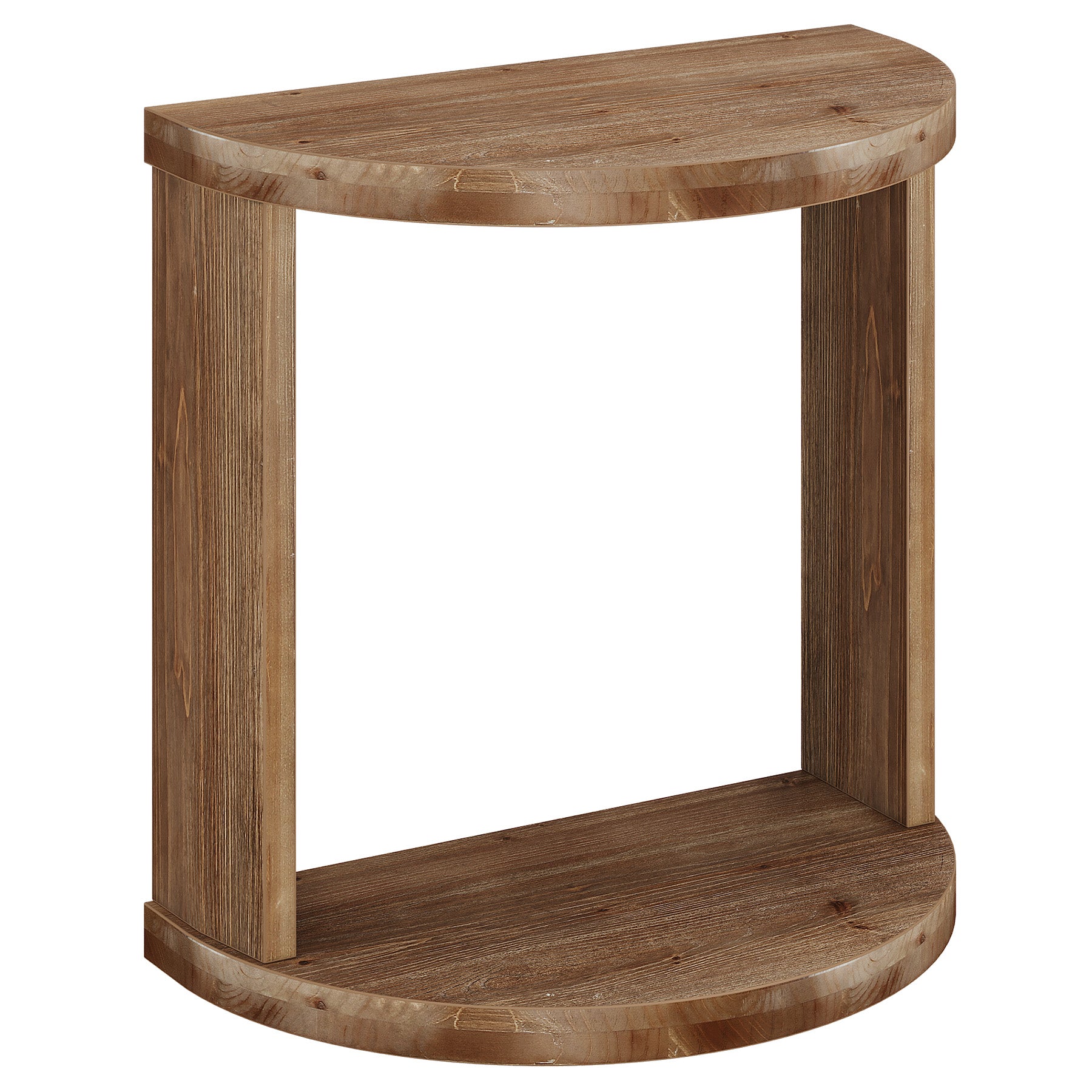 Half Moon End Table with Storage Shelf, Solid Wood Farmhouse Side Table, 2-Tier Shelves, Living Room & Bedroom