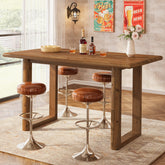 63" Solid Wood Bar Table, Farmhouse Counter Height Pub Table with U-Shaped Legs 3