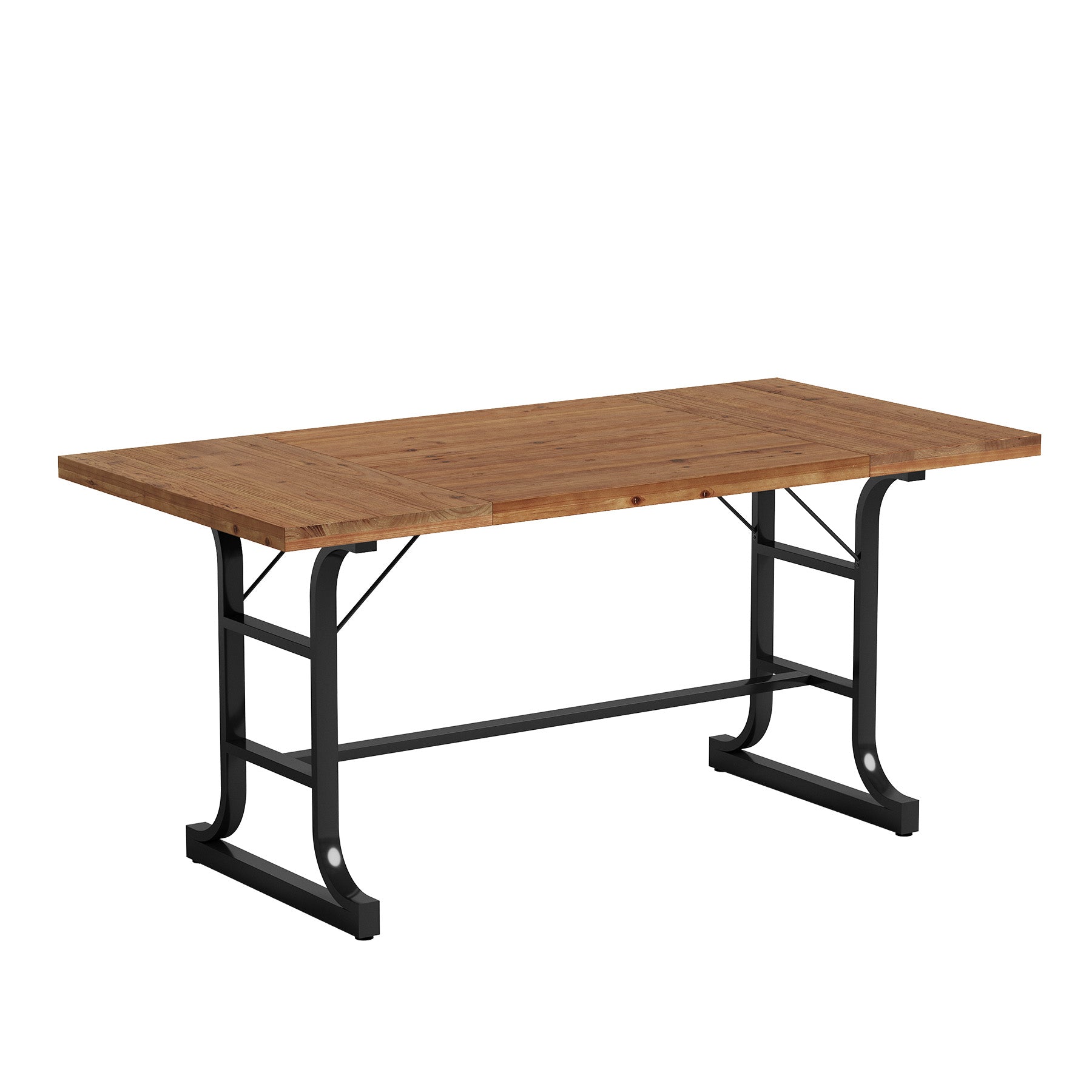 63" Solid Wood Executive Desk with Metal Legs, Farmhouse Home Office Computer Desk