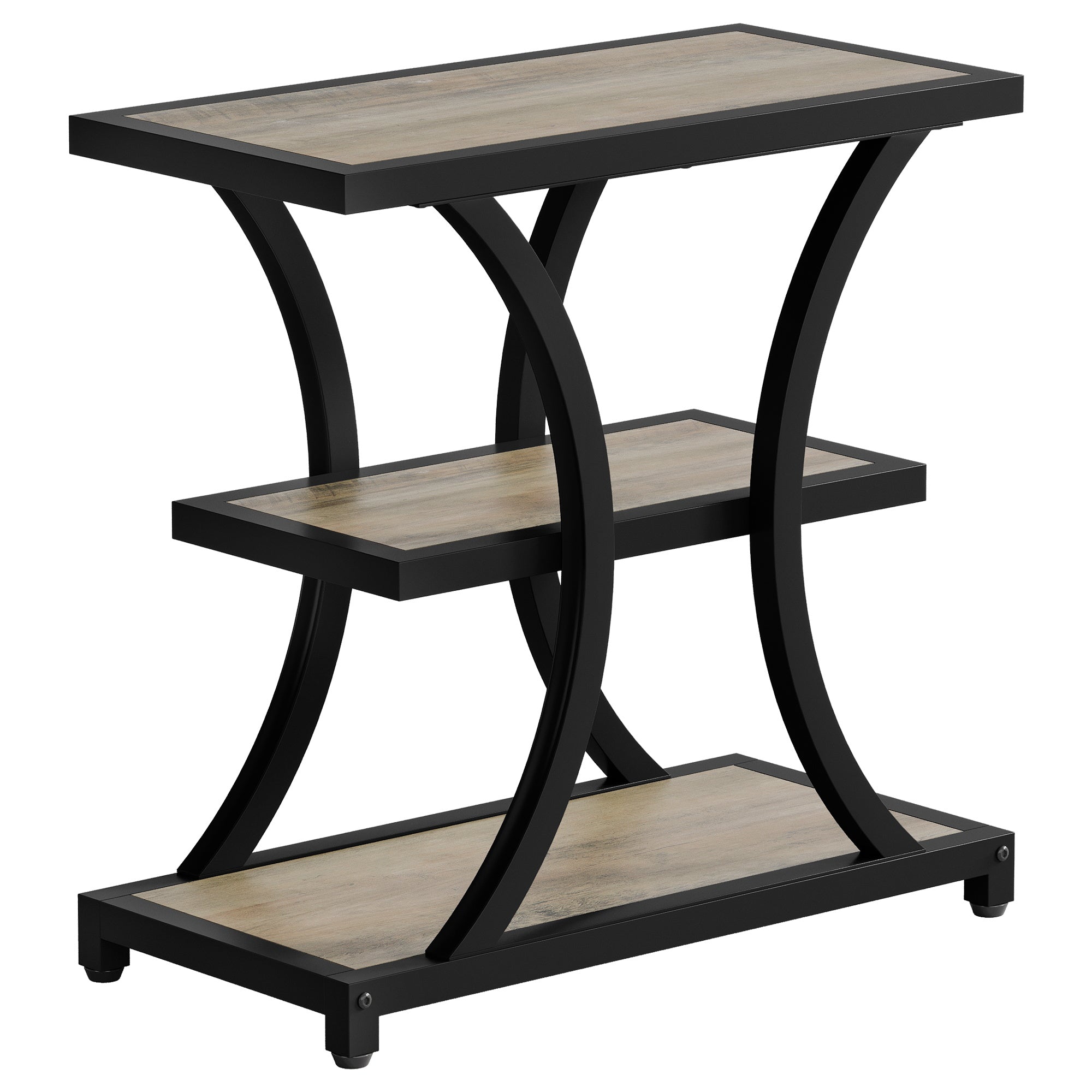 23.6" End Table, 3-Tier Side Table Nightstand with Geometric Design