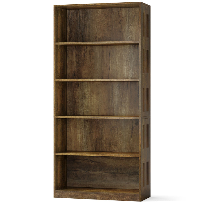 67" Bookshelf, Freestanding 5-Tier Bookcase Display Storage Shelf