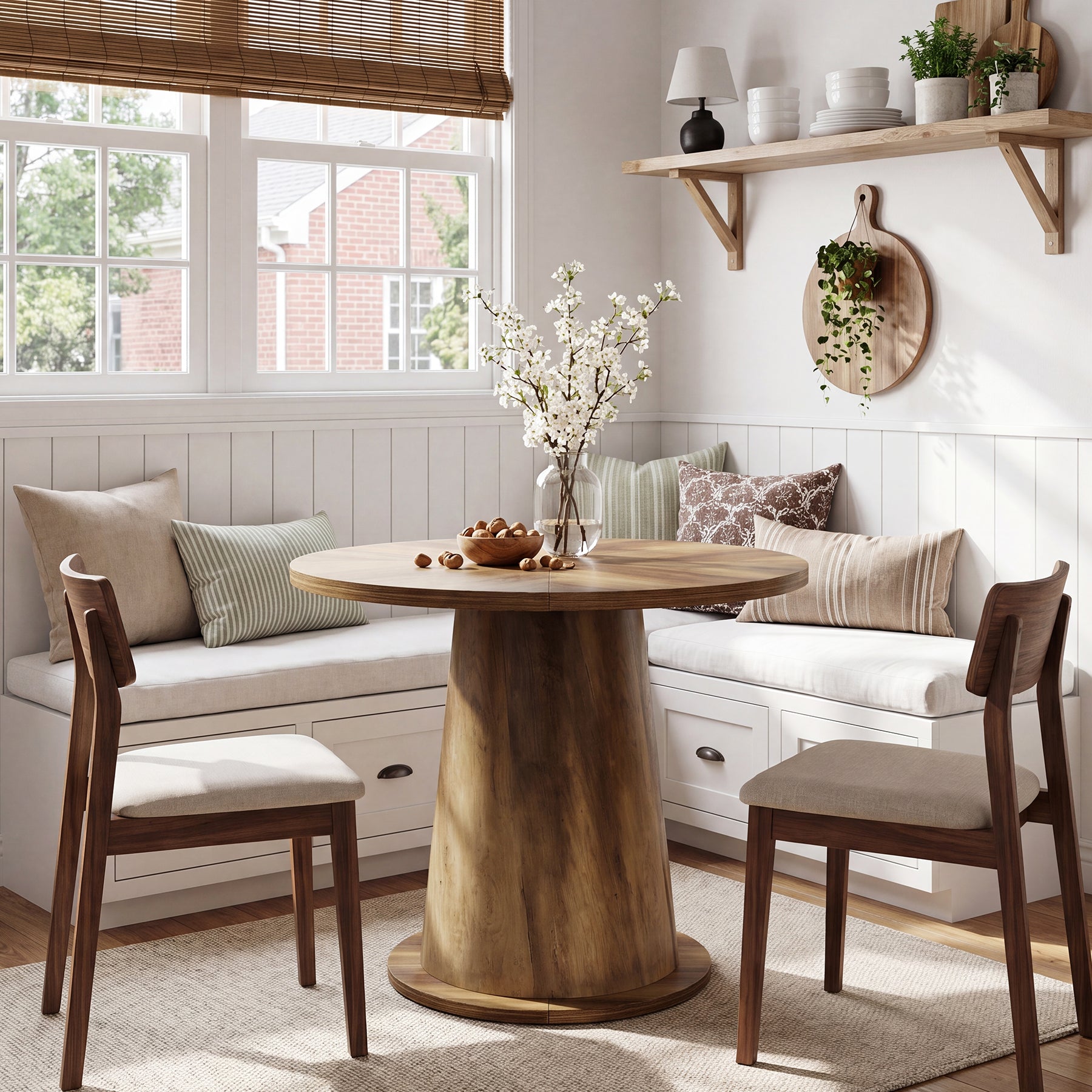 31.5" Small Round Dining Table, Kitchen Table with Sturdy Base for 2-4 People