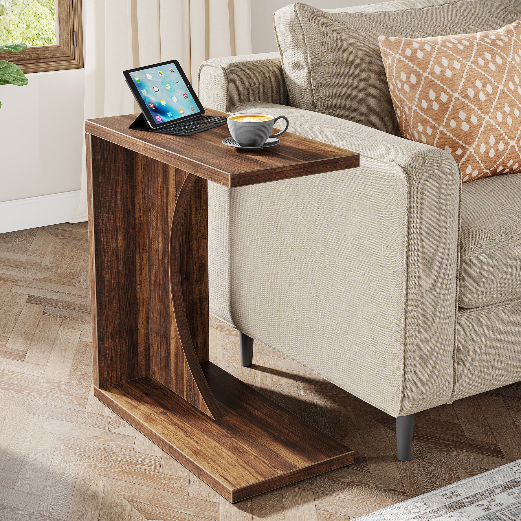 C Shaped Side Table サイドテーブル C-Shaped Sofa Table - Sofa End Tables for Couch and Bed-Tribesigns