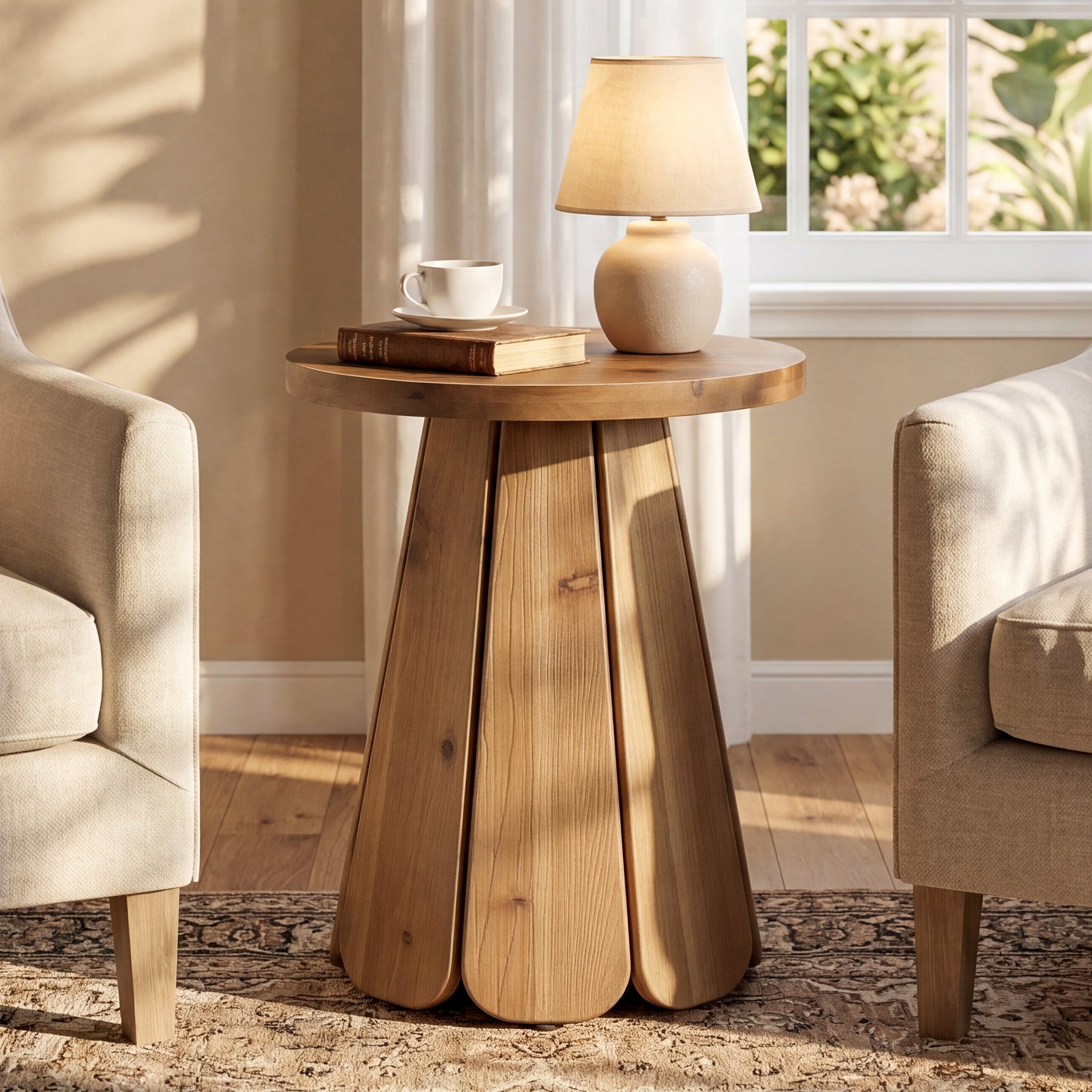 Tribesigns 19.69" Small Round End Table, Mid Century Accent Table for Living Room