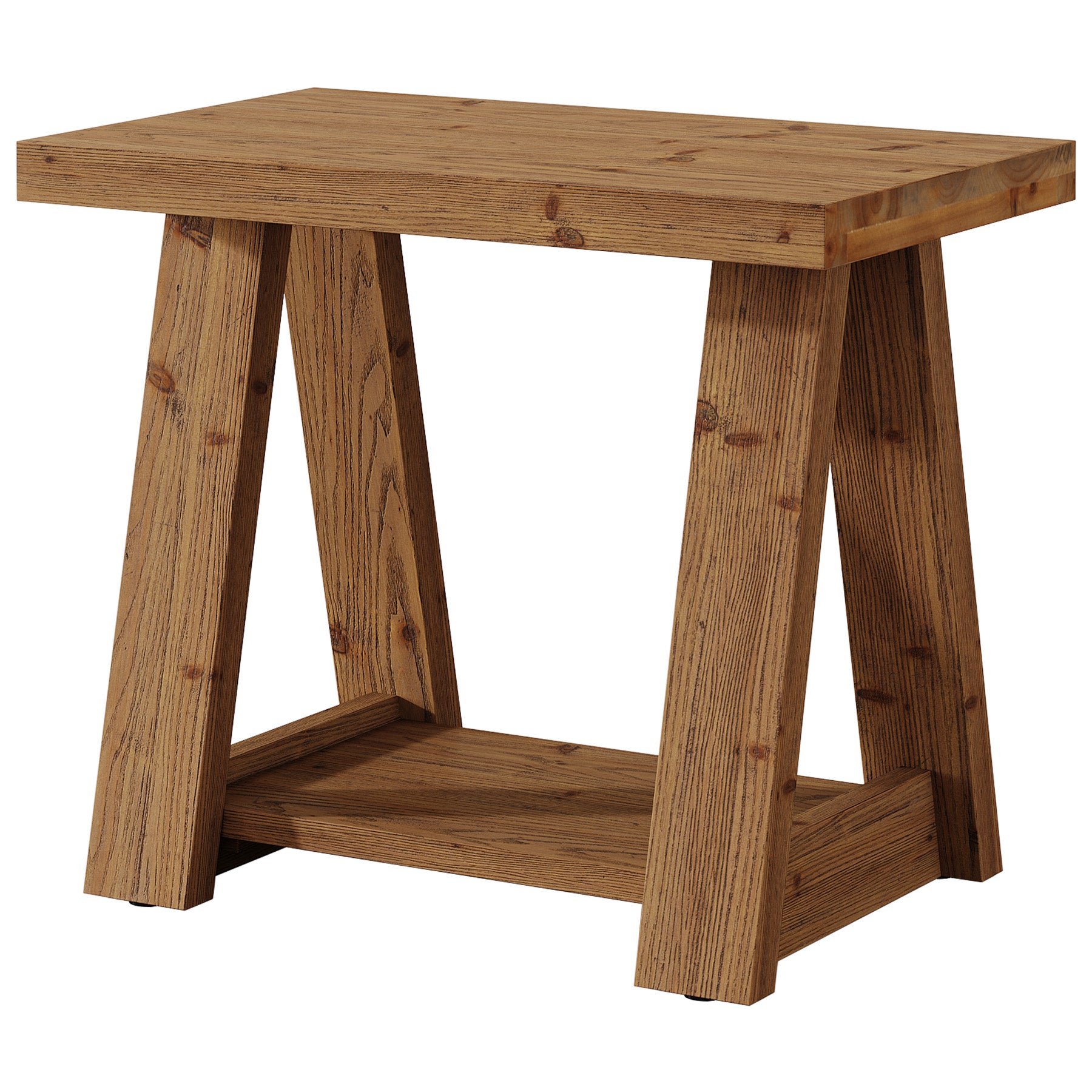 Tribesigns 23.6 Inch 2-Tier Side Table, Solid Wood Rectangle End Table with Storage Shelves for Living Room