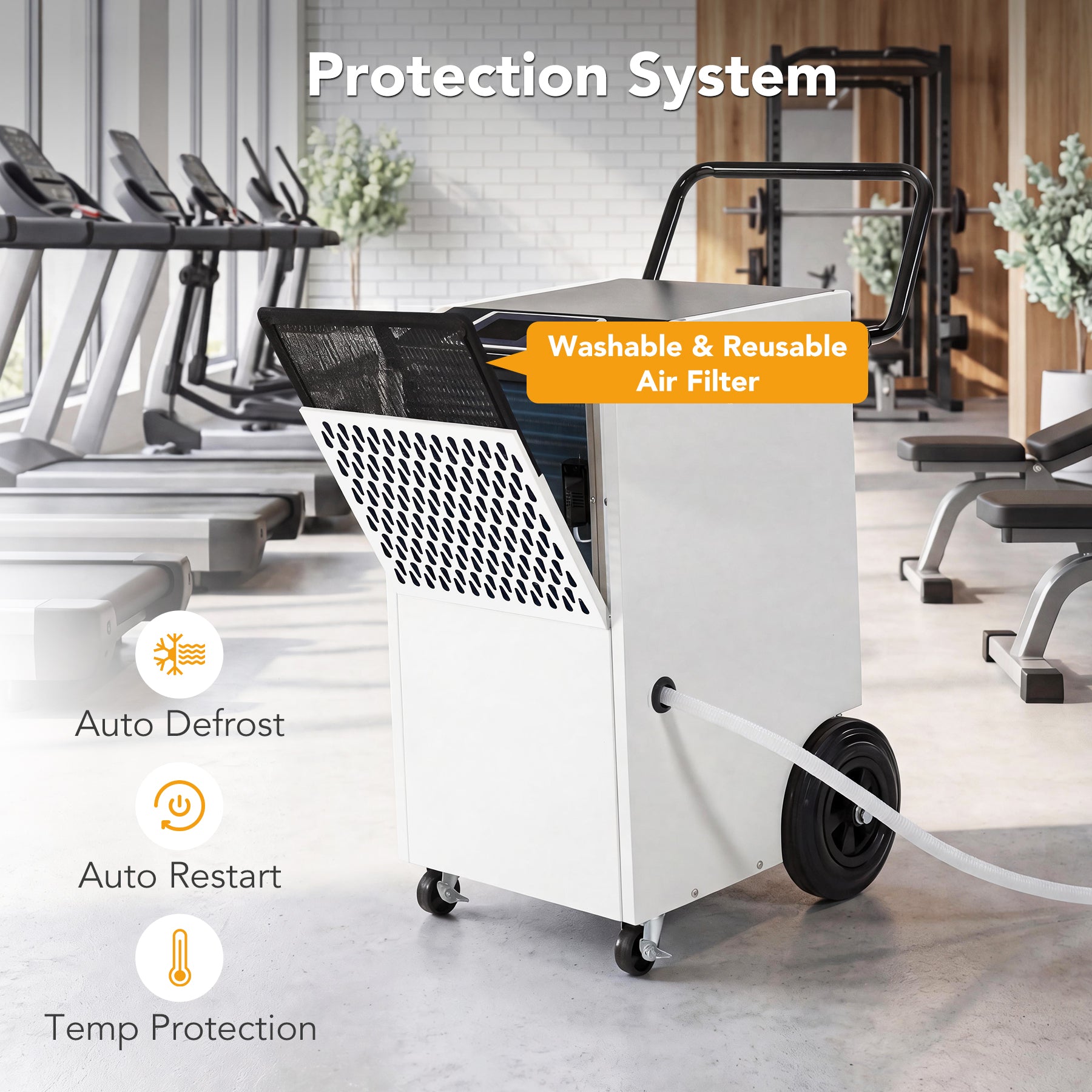 154 Pints Commercial Dehumidifier with Pump & Drain Hose for Up to 7000 Sq. Ft Large Spaces, Auto Defrost