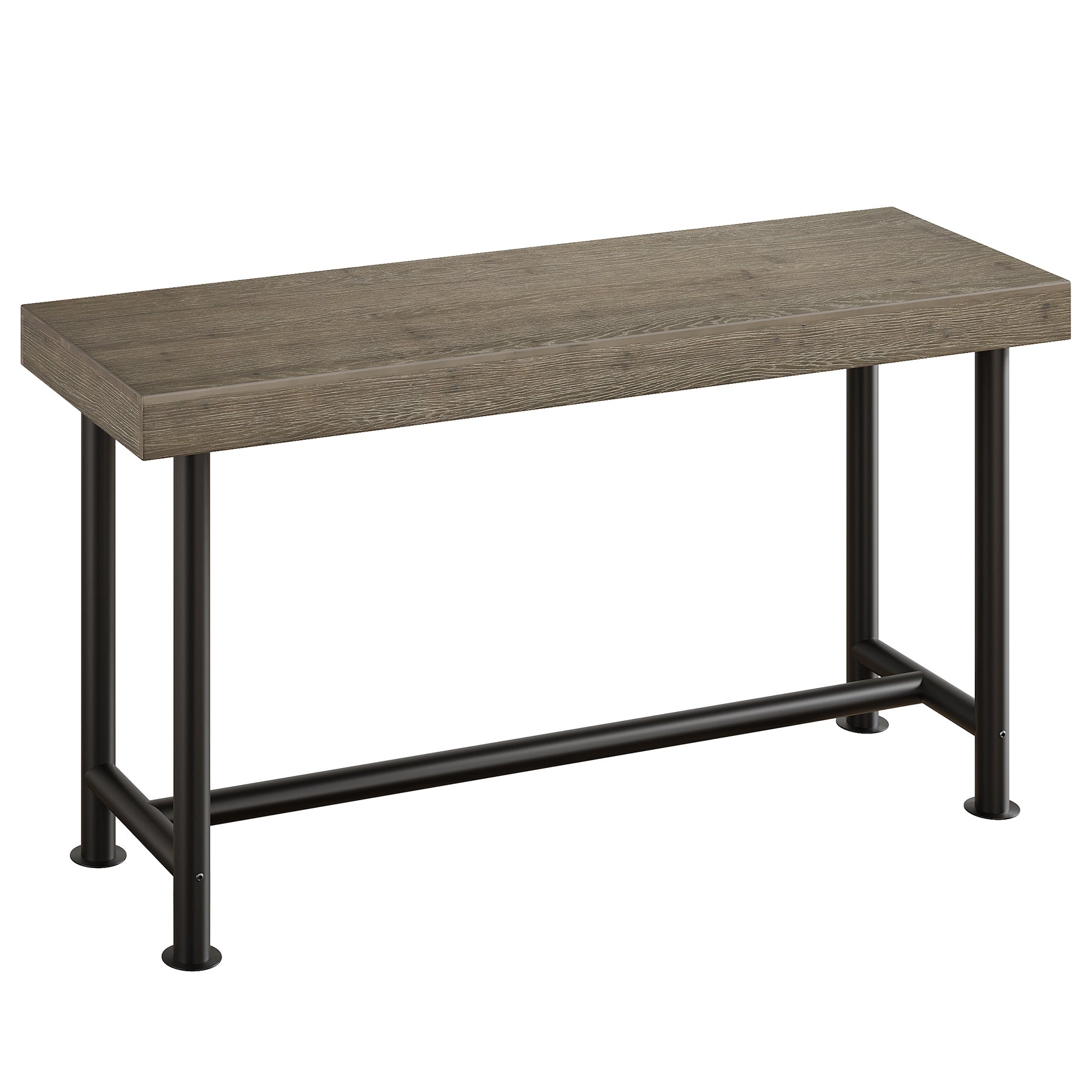 63" Solid Wood Bar Table, Rectangular Counter Height Pub Table with Metal Legs