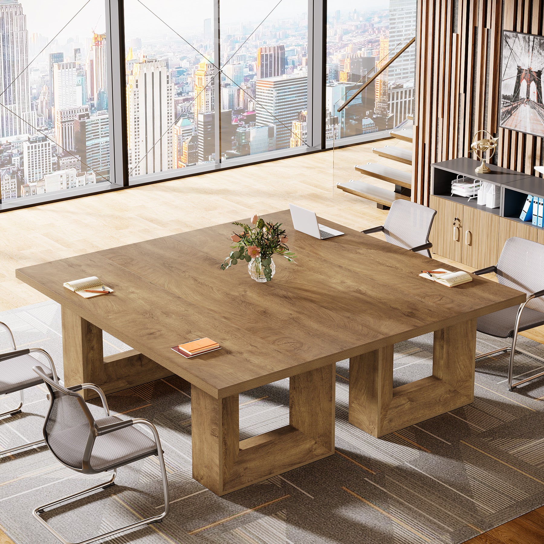 62.99" Executive Desk, Rectangular Computer Desk Conference Table for 6-8