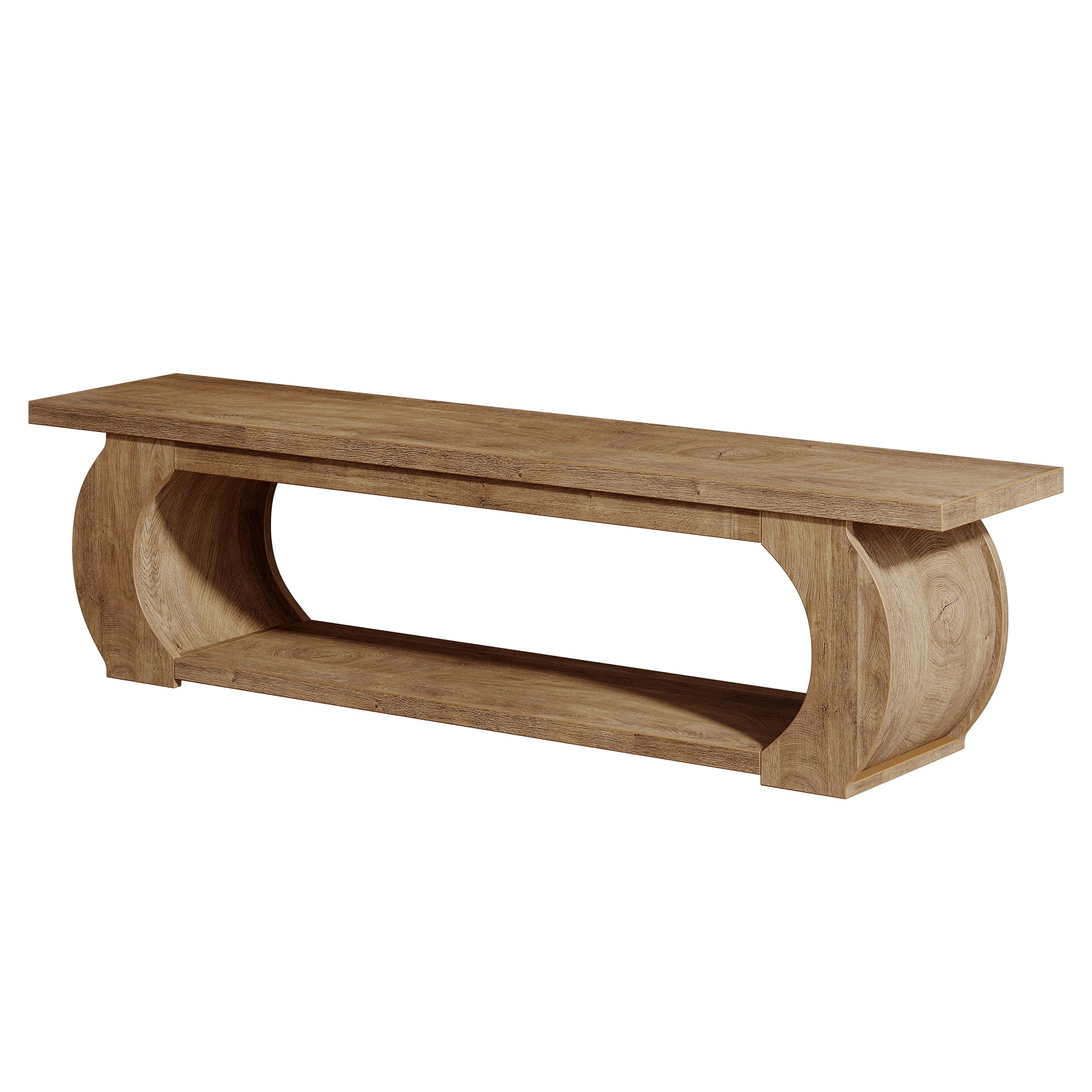 63" Farmhouse Entryway Bench with Storage Shelf, Wooden Shoe Bench