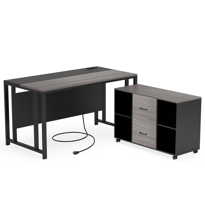 Tribesigns L-Shaped Desk, 55" Office Desk with 40" Mobile File Cabinet Tribesigns