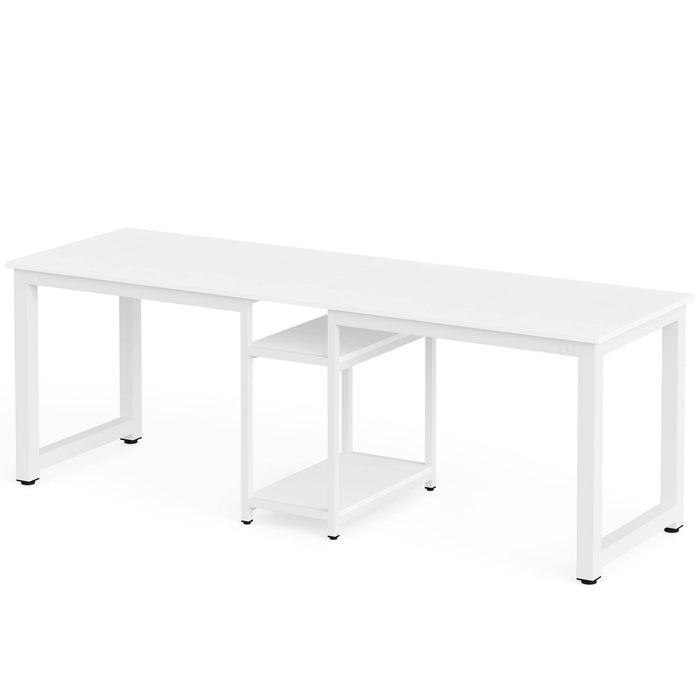 Tribesigns Two Person Desk, 78 Inches Computer Desk with Storage Shelves Tribesigns