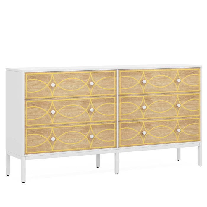 6 Drawer Dresser, 55" Modern Chest of Drawers Storage Cabinet Tribesigns